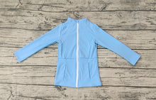 Load image into Gallery viewer, Baby Girls Light Blue Zip Pocket Yoga Active Wear Jackets
