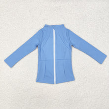 Load image into Gallery viewer, Baby Girls Light Blue Zip Pocket Yoga Active Wear Jackets
