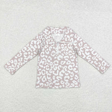 Load image into Gallery viewer, Baby Girls Khaki Leopard Zip Pullovers Tops
