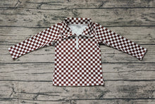 Load image into Gallery viewer, Baby Boys Brown Checkered Zip Pullovers Tops
