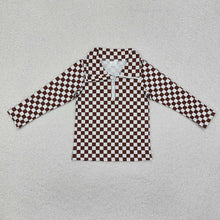 Load image into Gallery viewer, Baby Boys Brown Checkered Zip Pullovers Tops

