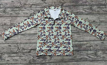 Load image into Gallery viewer, Adult Women Green Camo Long Sleeve Tee Shirts Zip Pullovers Tops
