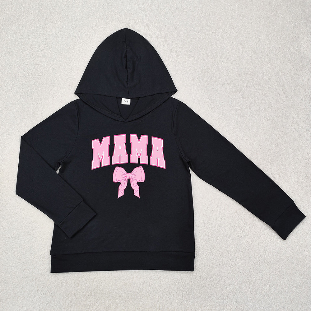 Adult Women Mama Bow Hooded Tops