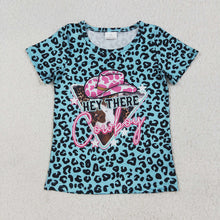 Load image into Gallery viewer, Baby Girls Leopard Hey Cowboy Short Sleeve Tee Shirts Tops
