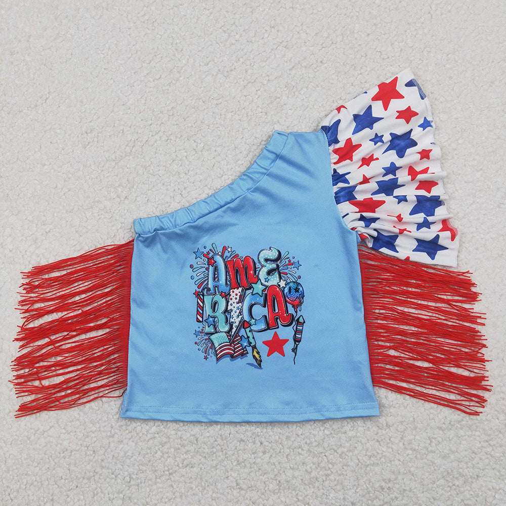 Baby Girls 4th Of July Stars America Fringe Tops