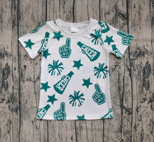 Load image into Gallery viewer, Baby Girls White Short Sleeves Green Fireworks CHEER Shirts Tops

