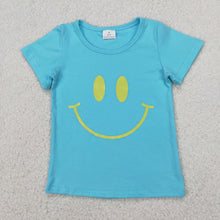 Load image into Gallery viewer, Sibling Baby Girls Short Sleeves Vinyl Smile Shirts Tops
