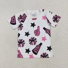 Load image into Gallery viewer, Baby Girls Short Sleeves Pink Firework Stars Tee Shirts Tops
