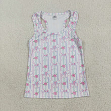 Load image into Gallery viewer, Baby Girls Sleeveless Lavender Bows Flowers Stripe Yoga Shirts Tops
