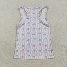 Load image into Gallery viewer, Baby Girls Sleeveless Lavender Bows Flowers Stripe Yoga Shirts Tops
