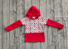 Load image into Gallery viewer, Baby Girls Red Christmas Bows Gingerbread Trees Santa Hoodies Tops
