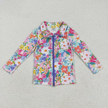 Load image into Gallery viewer, Baby Girls Long Sleeves Pink Lavender Floral Pockets Zipper Yoga Jackets
