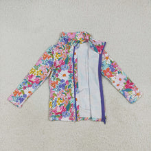 Load image into Gallery viewer, Baby Girls Long Sleeves Pink Lavender Floral Pockets Zipper Yoga Jackets
