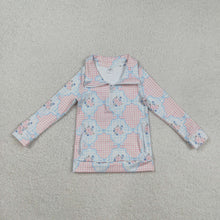 Load image into Gallery viewer, Baby Girls Pink Flowers Plaid Pockets Zipper Yoga Active Pullovers Top
