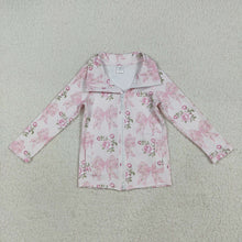 Load image into Gallery viewer, Baby Girls Long Sleeves Pink Floral Bows Zipper Pockets Yoga Jacket Top
