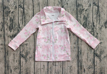 Load image into Gallery viewer, Baby Girls Long Sleeves Pink Floral Bows Zipper Pockets Yoga Jacket Top
