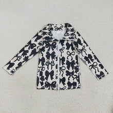 Load image into Gallery viewer, Baby Girls Long Sleeves Black Bows Zipper Pockets Yoga Jacket Tops
