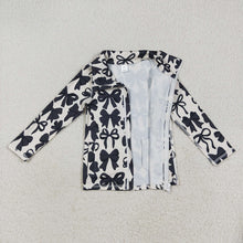 Load image into Gallery viewer, Baby Girls Long Sleeves Black Bows Zipper Pockets Yoga Jacket Tops
