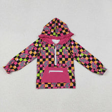 Load image into Gallery viewer, Baby Girls Western Lights Stars Plaid Pockets Zipper Hoodies Tops
