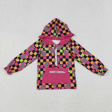 Load image into Gallery viewer, Baby Girls Western Lights Stars Plaid Pockets Zipper Hoodies Tops
