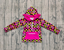 Load image into Gallery viewer, Baby Girls Western Lights Stars Plaid Pockets Zipper Hoodies Tops
