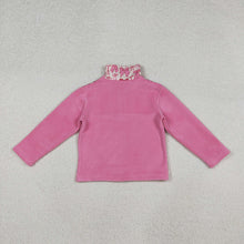Load image into Gallery viewer, Baby Girls Pink Bows Plaid Quatrefoil Zipper Pullover Sherpa Tops

