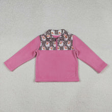 Load image into Gallery viewer, Baby Girls Santa Leopard Christmas Half Zipper Pullover Sherpa Tops
