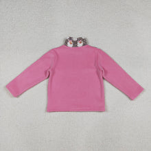 Load image into Gallery viewer, Baby Girls Santa Leopard Christmas Half Zipper Pullover Sherpa Tops
