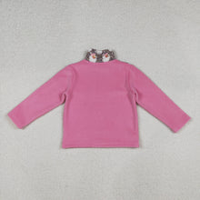 Load image into Gallery viewer, Sibling Baby Girls Pink Bows Plaid Leopard Santa Quatrefoil Zipper Pullover Sherpa Tops
