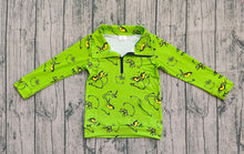 Load image into Gallery viewer, Baby Kids Green Face Pockets Zipper Christmas Pullovers Tops
