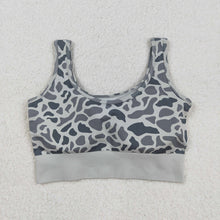 Load image into Gallery viewer, Adult Women Grey Camo Knitted Yoga Crop Bra Tops
