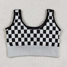 Load image into Gallery viewer, Adult Women Black Checkered Knitted Yoga Crop Bra Tops
