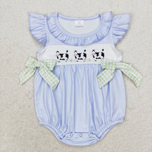 Load image into Gallery viewer, Baby Infant Girls Bows Cows Flutter Sleeve Rompers
