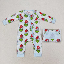Load image into Gallery viewer, Baby Boys Green Face Christmas Sibling Sister Bamboo Pajamas Clothes Sets
