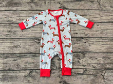 Load image into Gallery viewer, Baby Infant Boys Christmas Dachshund Dogs Bamboo Zip Rompers
