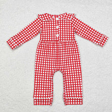 Load image into Gallery viewer, Baby Infant Boys Red Checkered Santas Rompers
