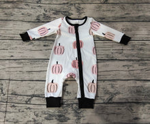 Load image into Gallery viewer, Baby Infant Boys Fall Pumpkins Bamboo Long Sleeve Rompers
