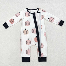 Load image into Gallery viewer, Baby Infant Boys Fall Pumpkins Bamboo Long Sleeve Rompers
