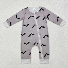 Load image into Gallery viewer, Baby Infant Boys Grey Halloween Bats Bamboo Rompers
