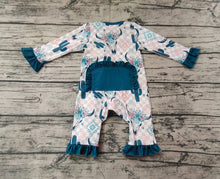 Load image into Gallery viewer, Baby Infant Girls Cow Cactus Aztec Western Bamboo Zip Rompers
