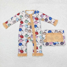 Load image into Gallery viewer, Sibling Baby Infant Girls Pumpkins Fall Zip Rompers
