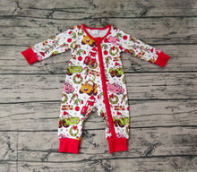 Load image into Gallery viewer, Baby Infant Christmas Car Green Face Zip Rompers
