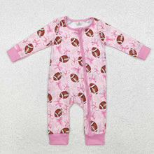 Load image into Gallery viewer, Sibling Baby Girls Pink Football Bows Rompers Pajamas Clothes Sets
