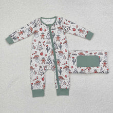 Load image into Gallery viewer, Sibling Girls Baby Boys Christmas Western Tree Rompers Pajamas
