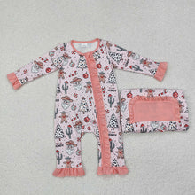 Load image into Gallery viewer, Sibling Girls Baby Boys Christmas Western Tree Rompers Pajamas
