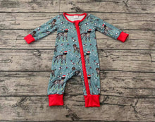 Load image into Gallery viewer, Baby Infant Boys Christmas Dogs Bamboo Zip Long Sleeve Rompers
