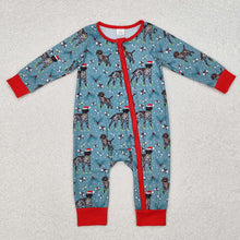 Load image into Gallery viewer, Baby Infant Boys Christmas Dogs Bamboo Zip Long Sleeve Rompers
