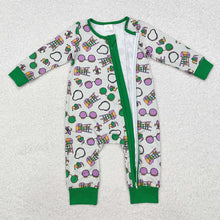 Load image into Gallery viewer, Baby Infant Boys Mardi Gras Zip Long Sleeve Rompers
