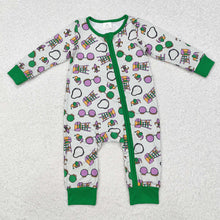 Load image into Gallery viewer, Baby Infant Boys Mardi Gras Zip Long Sleeve Rompers
