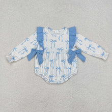 Load image into Gallery viewer, Sibling Baby Girls Blue Bows Rompers Clothes Sets
